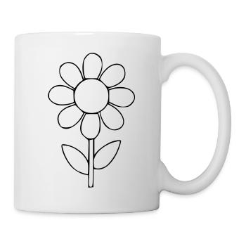 Blume Zeichnung Natur Skizze schwarz - Tasse - Weiß - Rechts