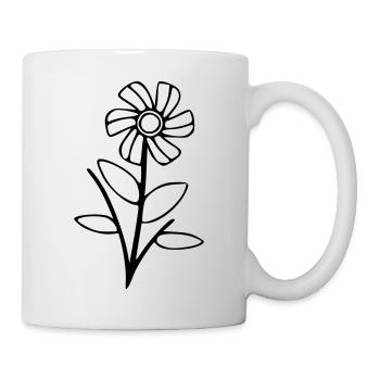 Blume Zeichnung Natur Skizze schwarz - Tasse - Weiß - Rechts