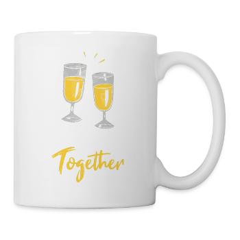 Zwillings Geschwister Party mit Sektglas - Tasse - Weiß - Rechts