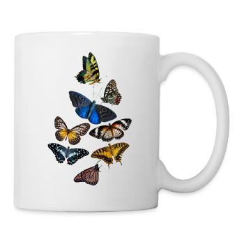Bunter Schmetterling - Tasse - Weiß - Rechts