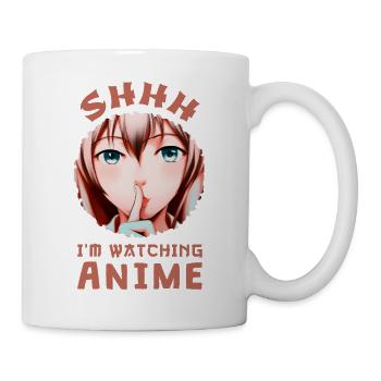 Ruhe Ich Schaue Anime Mädchen Pink Süß Sei Leise - Tasse - Weiß - Rechts