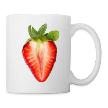Saftige rote Erdbeere, Sommer, Erdbeere, Frühling, - Tasse - Weiß - Rechts