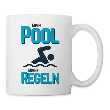 Planschbecken Swimmingpool Pool Schwimmen Geschenk - Tasse - Weiß - Rechts