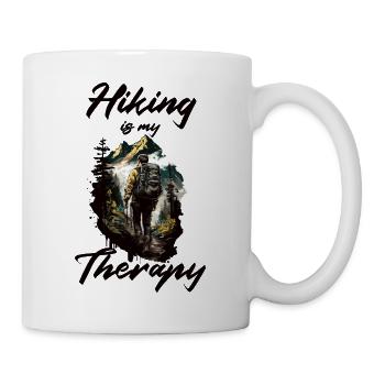 Hiking is my therapy - Mug - white - Right