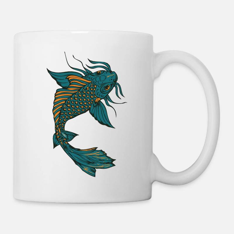 poisson koi carpe japonais dessin 14032 A - Mug blanc - blanc