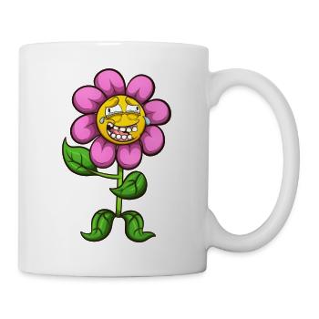 Fleur de dessin animé riante - Mug blanc - blanc - Droite