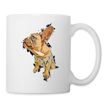 Lustig schauender Hund mit Bananenpullover - Tasse - Weiß - Rechts