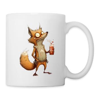 verrückter Fuchs mit Bier - Tasse - Weiß - Rechts
