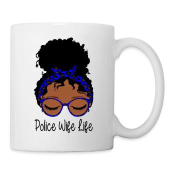 Police Wife Life Messy Bun Drôle Police Wife Mom - Mug blanc - blanc - Droite