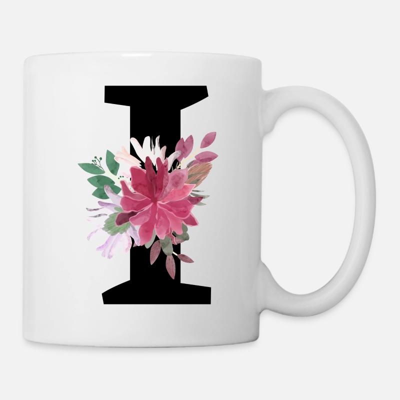 Lettre i floral - Mug blanc - blanc