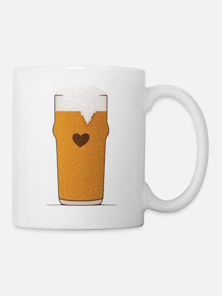 Bierliebe Bierglas Herz - Tasse - Weiß