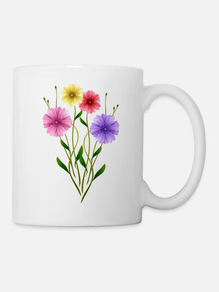Blumen - Tasse - Weiß