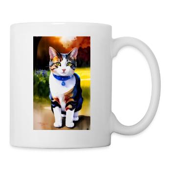 Domestic short haired cat waits for you - Mug - white - Right