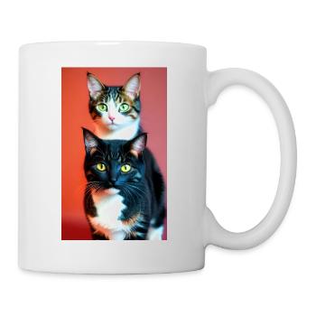 Kurzhaarige Hauskatzen - Tasse - Weiß - Rechts
