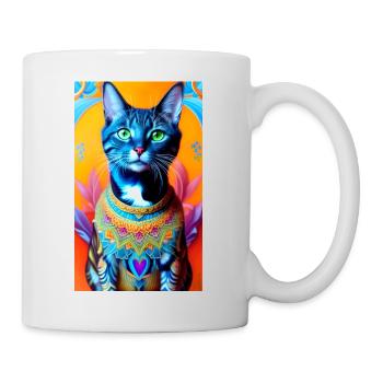 Gorgeus domestic short haired cat - Mug - white - Right