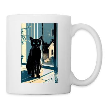 Domestic short haired cat during night - Mug - white - Right