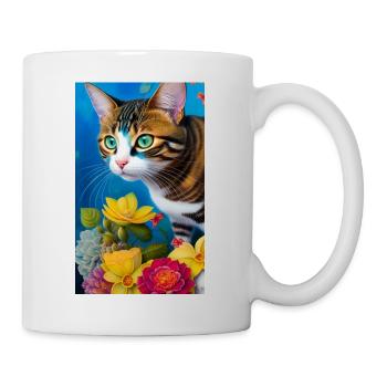 Niedliche kurzhaarige Hauskatze - Tasse - Weiß - Rechts