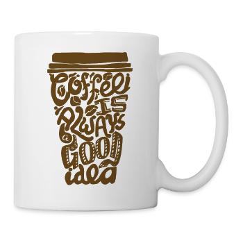 Café cadeau Grain de café Tasse de café Caféine - Mug blanc - blanc - Droite