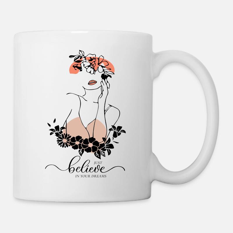 Moderne Kunst, Kunstlinie, glaube an deinen Traum - Tasse - Weiß
