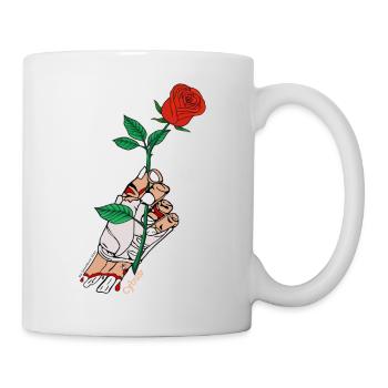 Hand Rose Zombie Comic Cybus lustig Undead - Tasse - Weiß - Rechts