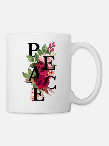 Frieden Blumen - Tasse - Weiß