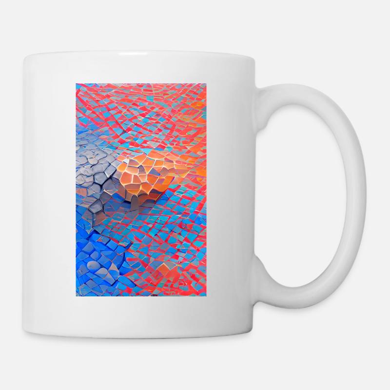 Lebendiges 3D-Muster mit bunten ziegelartigen Blöcken - Tasse - Weiß