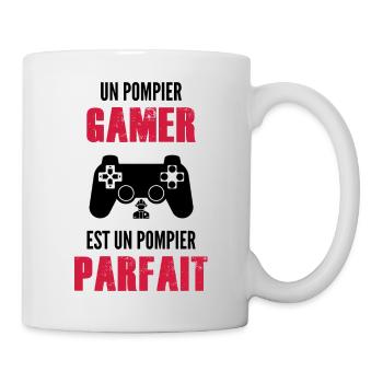 un pompier gamer est un pompier parfait - Mug blanc - blanc - Droite