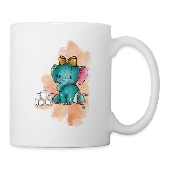 Elefant mit Würfeln - Tasse - Weiß - Rechts