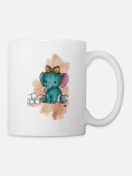 Eléphant avec des cubes - Mug blanc - blanc