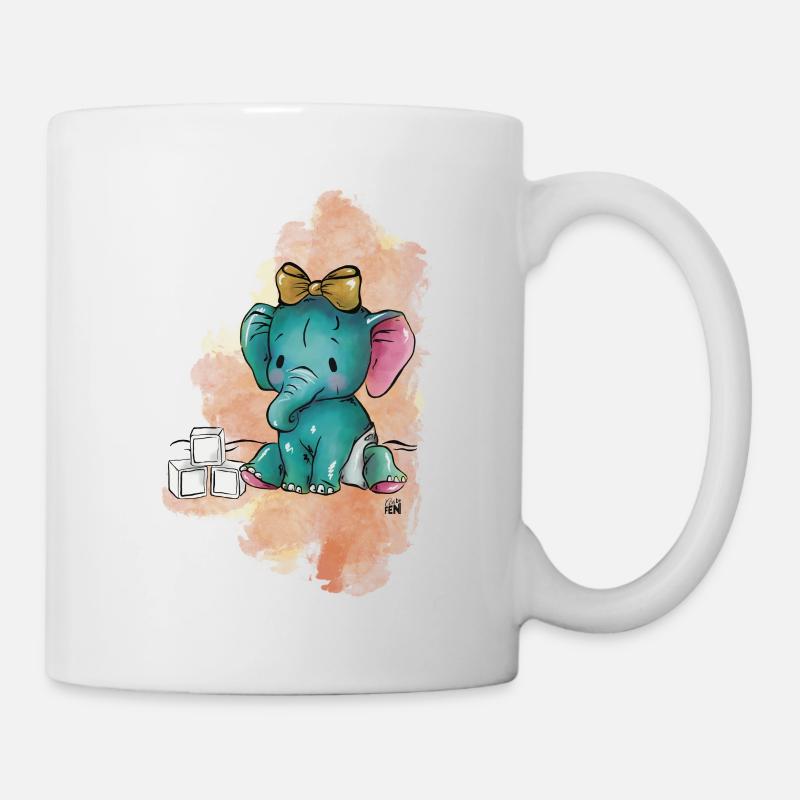 Elefant mit Würfeln - Tasse - Weiß