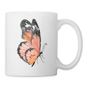 Papillon monarque papillon aquarelle peinte à la main - Mug blanc - blanc - Droite
