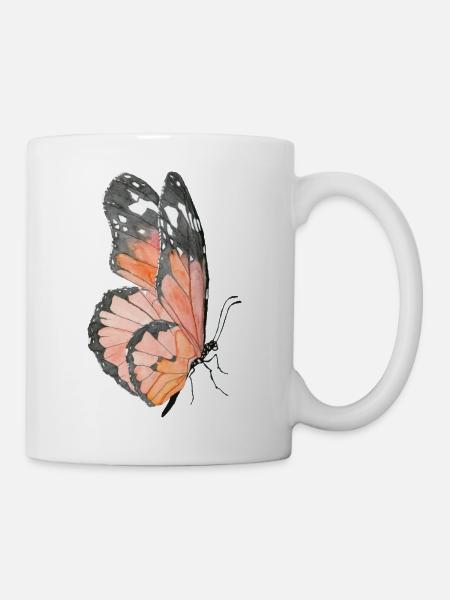 Schmetterling Monarchfalter Aquarell handgemalt - Tasse - Weiß