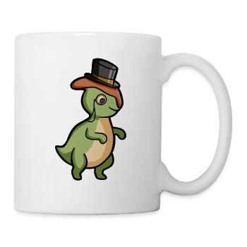Cute Parasaurolophus, Gentleman, Dino with Hat - Mug - white - Right