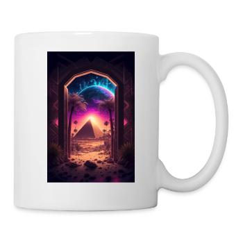 Retro-Futurismus Letzte Oase: Eine antike Pyramide - Tasse - Weiß - Rechts