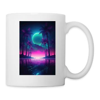 Eine Flucht in die Synthwave Retrowave Oase - Tasse - Weiß - Rechts