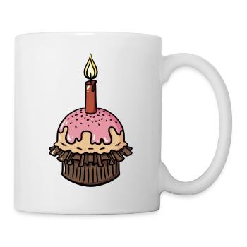 Birthday muffin with single candle gift idea - Mug - white - Right