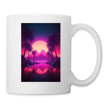 Beachside Beats: Synthwave-Vibes unter Palmen - Tasse - Weiß - Rechts