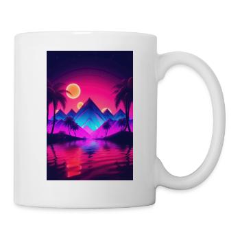 Sunset Serenity: Synthwave-Träume an der Küste - Tasse - Weiß - Rechts