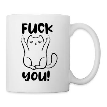 Fuck you - Katze - Mittelfinger - Tasse - Weiß - Rechts