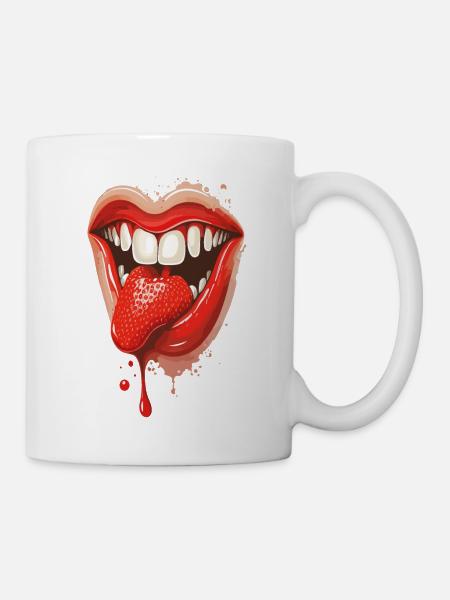 Strawberry Tounge - Tasse - Weiß
