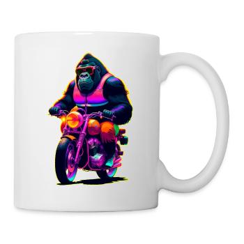 Gorille en moto avec des lunettes de soleil - Mug blanc - blanc - Droite