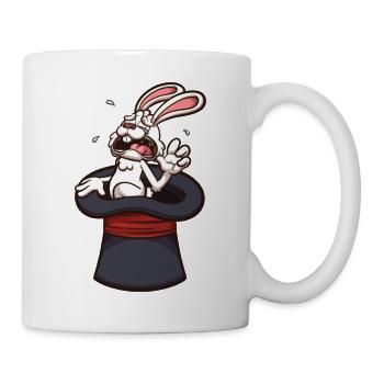 Frightened White Rabbit In Magician Hat - Mug - white - Right