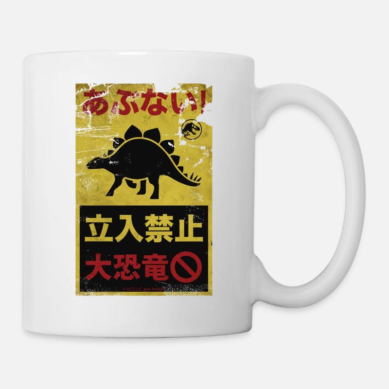 Jurassic World Warnschild Stegosaurus - Tasse - Weiß