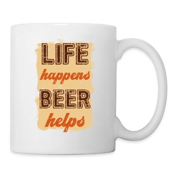 Life happens, beer helps. - Mug - white - Right