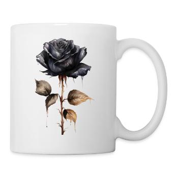 Einzelne schwarze Rose mit Stiel Dunkelheit - Tasse - Weiß - Rechts