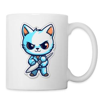 Chat dangereux avec couteau - Mug blanc - blanc - Droite