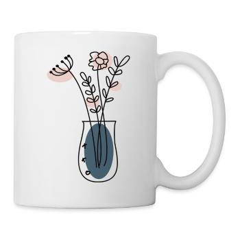 Bouquet de fleurs dans son vase - Mug blanc - blanc - Droite