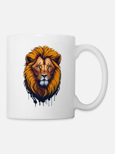 Löwe I Raubkatze der Savanne Afrikas I Geschenk - Tasse - Weiß