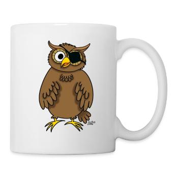 Pirate owl (owl with eye patch) - Mug - white - Right