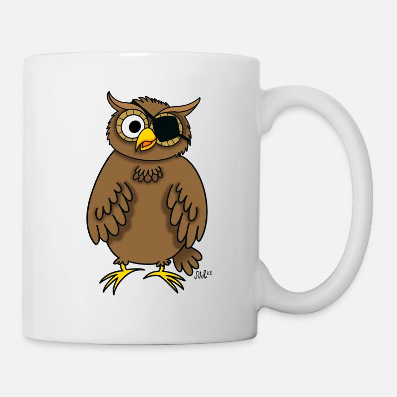 Pirate owl (owl with eye patch) - Mug - white